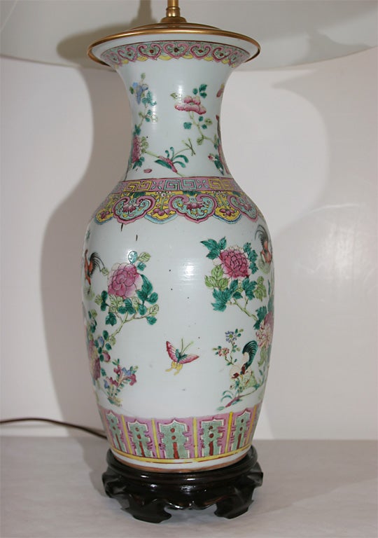 Mid-20th Century A FAMILLE ROSE PORCELAIN LAMP. CHINESE, C. 1925