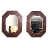 Pair of Chinese Chippendale Style Bamboo Octangle Mirrors