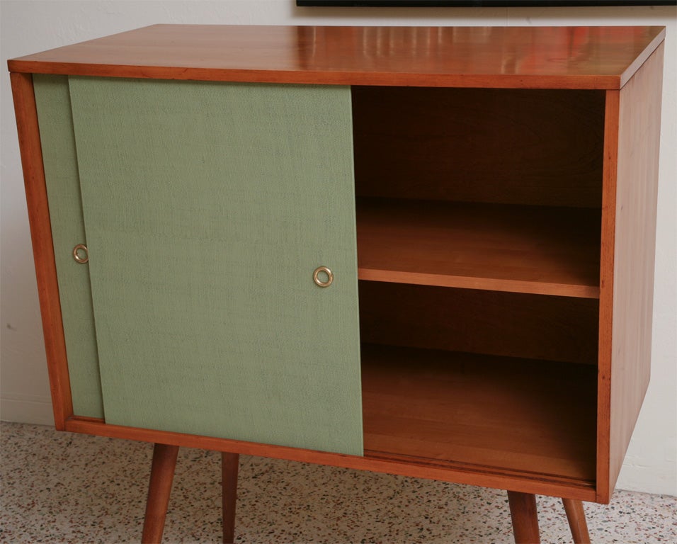 American Paul McCobb Planner Group Cabinet with Grass Cloth Doors