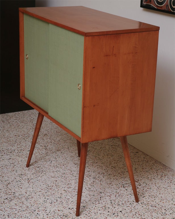 Mid-20th Century Paul McCobb Planner Group Cabinet with Grass Cloth Doors