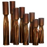 Vintage A Set of 8 Copper Candlesticks, Italian