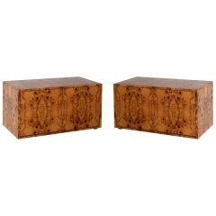 A Fine Pair Milo Baughman Exotic Wood Hanging Bedside Tables