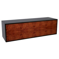 A Pace Burled Walnut and Black Lacquer Four Door Credenza