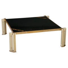 A Fine Italian Brass, Granite and Tigers Eye Low Table