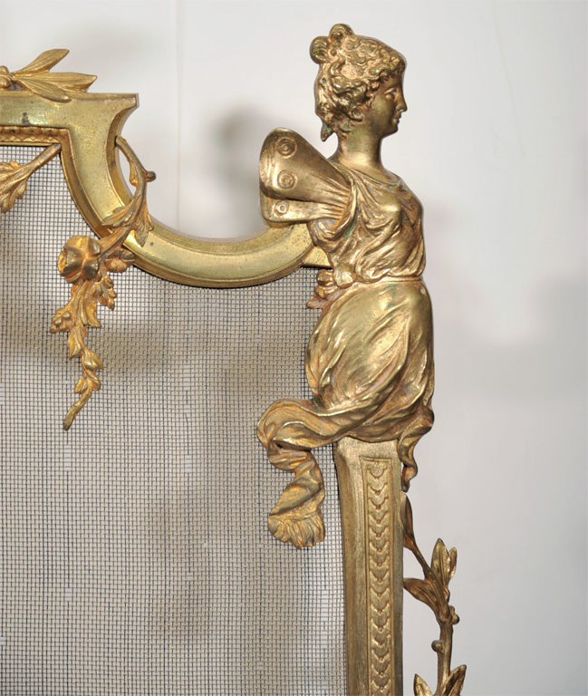 Louis XVI Style Figural Bronze Firescreen 3