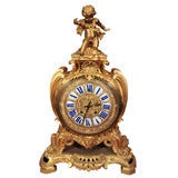 Antique Louis XV Style Ormolu Bronze Mantle Clock