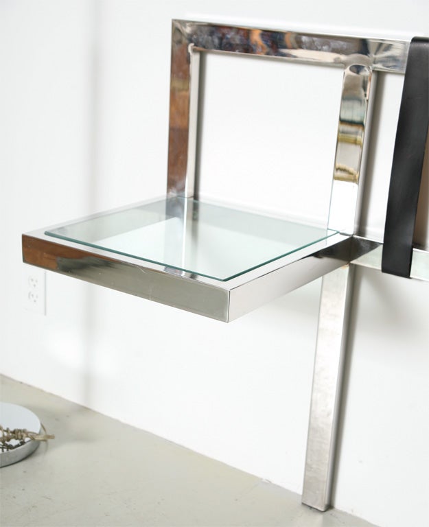 American Milo Baughman King Headboard with Attached Tables