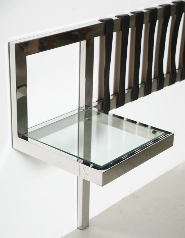 Leather Milo Baughman King Headboard with Attached Tables