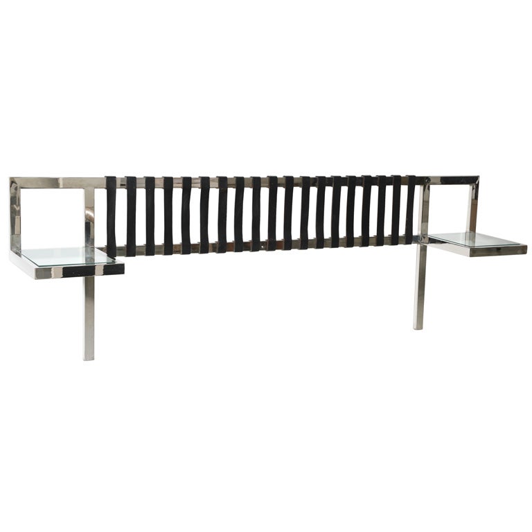 Milo Baughman King Headboard with Attached Tables