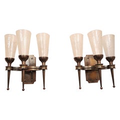 Pair of Monumental 1940s Wall Sconces