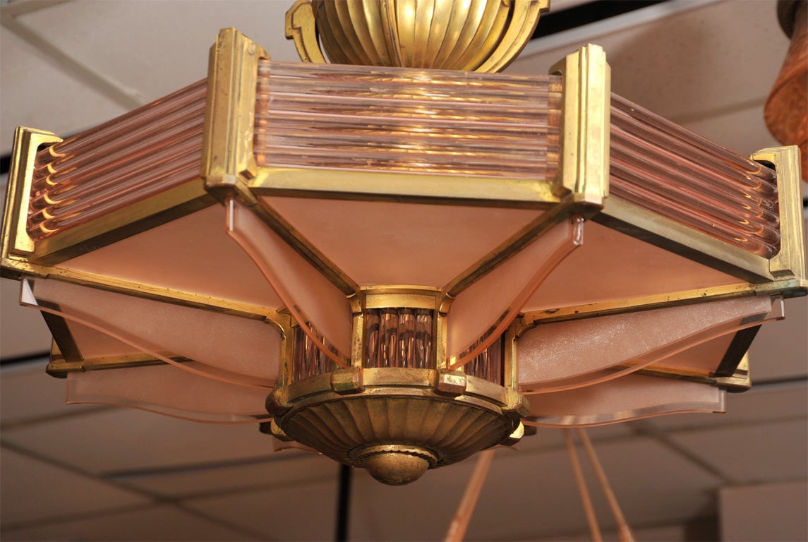 Bronze French Art Deco Chandelier by Petitot