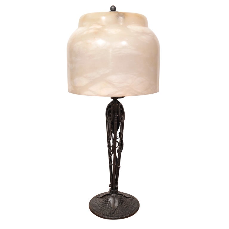 Paire De Lampes Edgar Brandt - Modèle Cobra En Bronze, Design XXème, Occasion