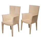 Pair of Goatskin Parchment Chairs Attributed to Springer