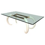 Faux Ivory Tusk and Brass Dining Table