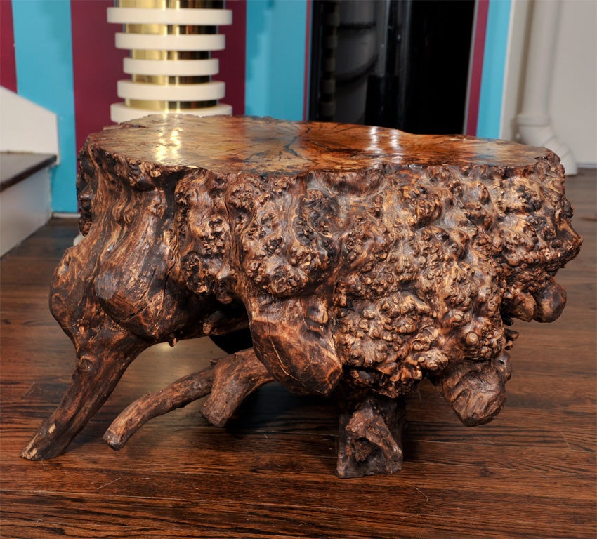 Chinese Olive Wood Tree Stump Table