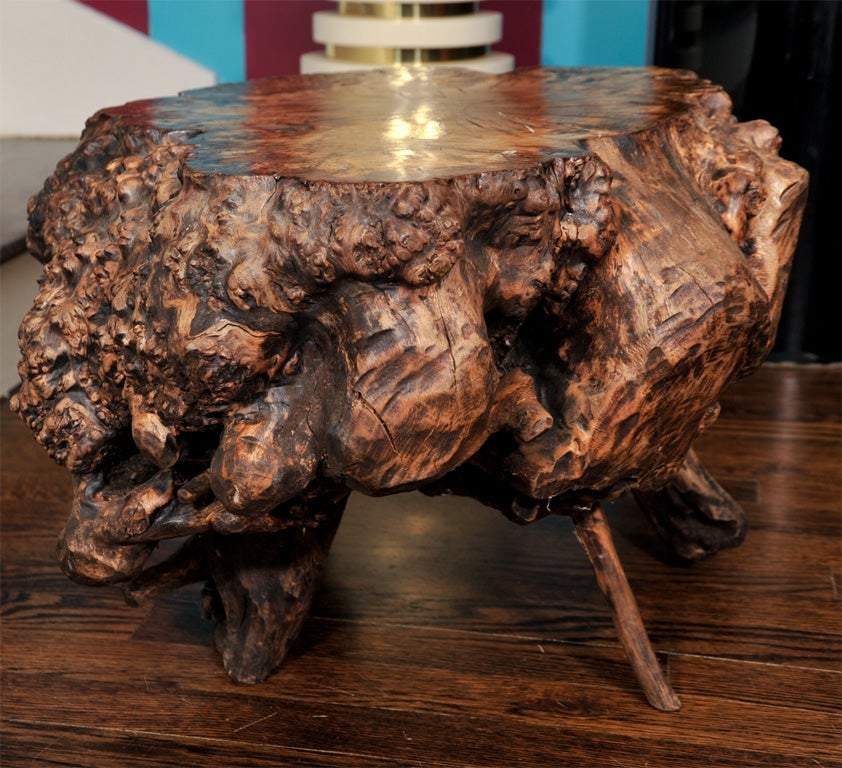 20th Century Olive Wood Tree Stump Table