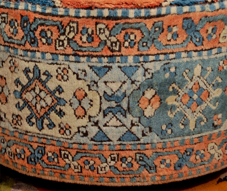 Persian Rug Covered Ottoman on Wheels 1