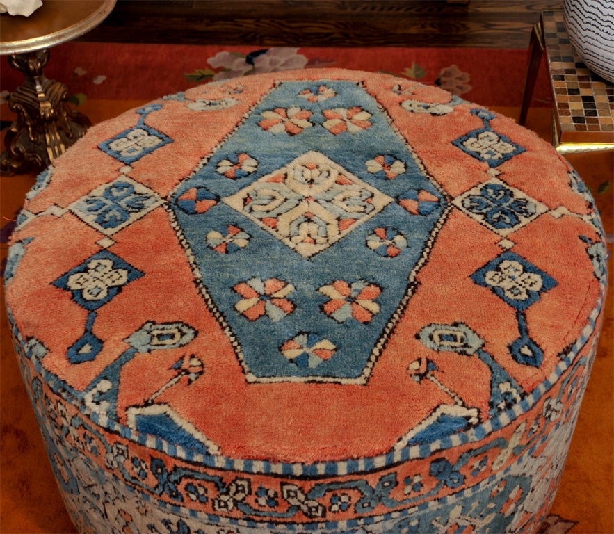 Persian Rug Covered Ottoman on Wheels 2