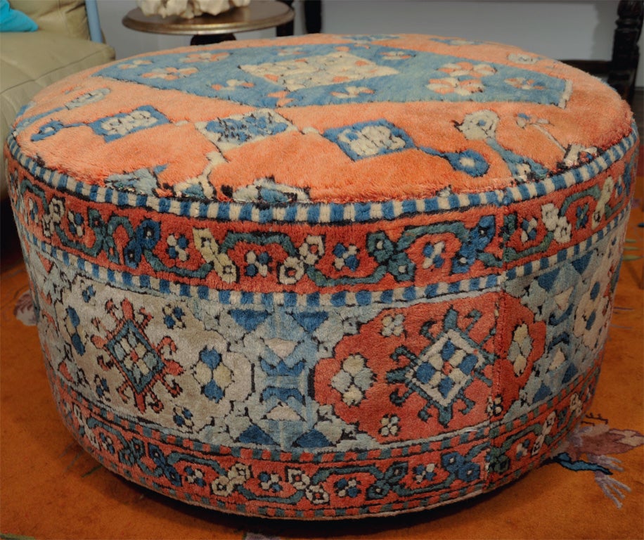 Persian Rug Covered Ottoman on Wheels 4