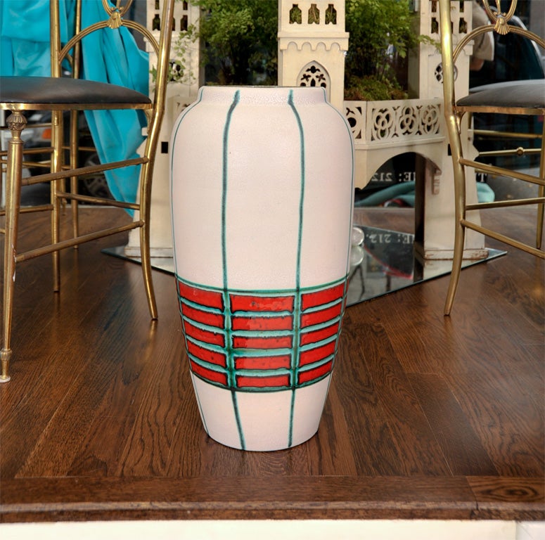 Tall West German Glazed Ceramic Vase