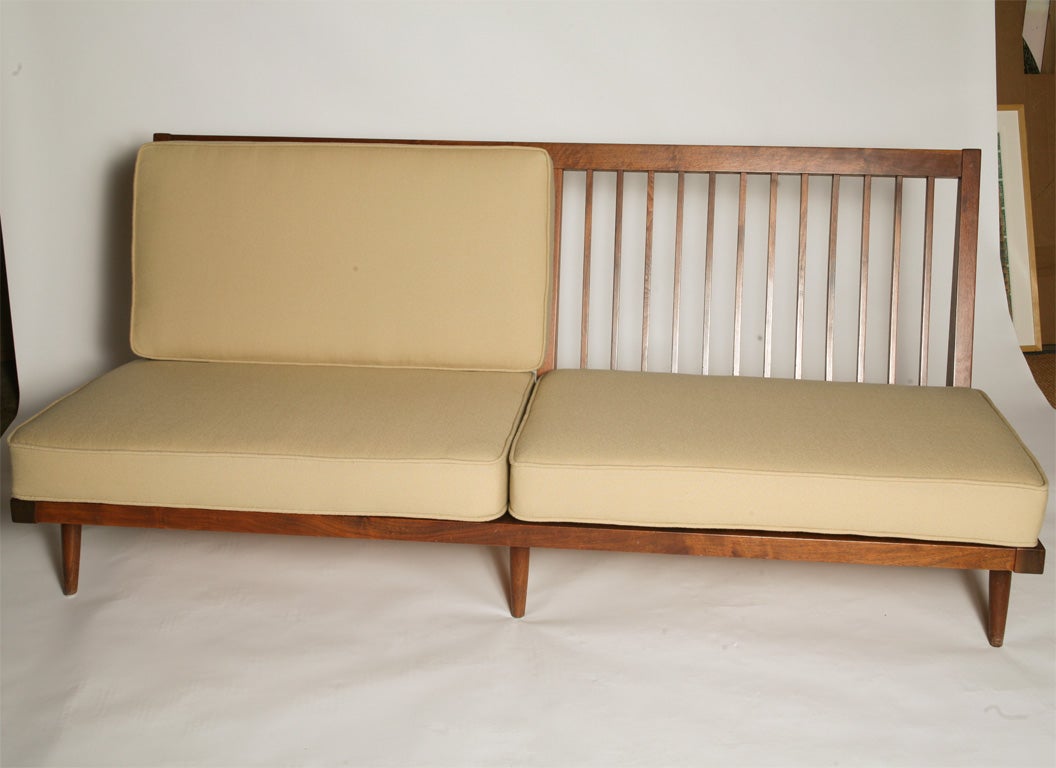 George Nakashima wood slat back Sofa<br />
English walnut and Upholstery