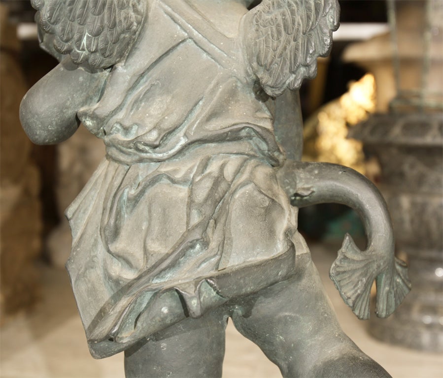 BRONZE FOUNTAIN OF BOY WITH DOLPHIN 5