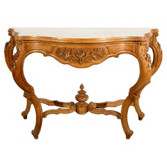 Carved Console in Pearwood with Marble Top