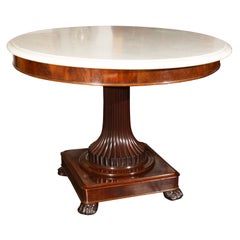Antique Dutch Marble-Top Center Hall Table