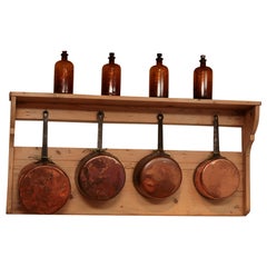 Traditional Country Kitchen shelf pot pan rack holder Hanger with cast iron  ends