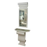 Grosfeld House White Lacquer Console and Mirror