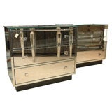 Pair of 3-Drawer Mirrored Commodes