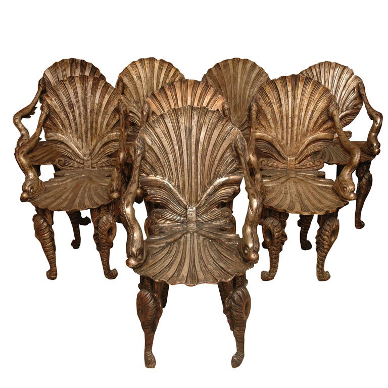 Rare Set of Eight Italian Grotto Chairs by David Barret