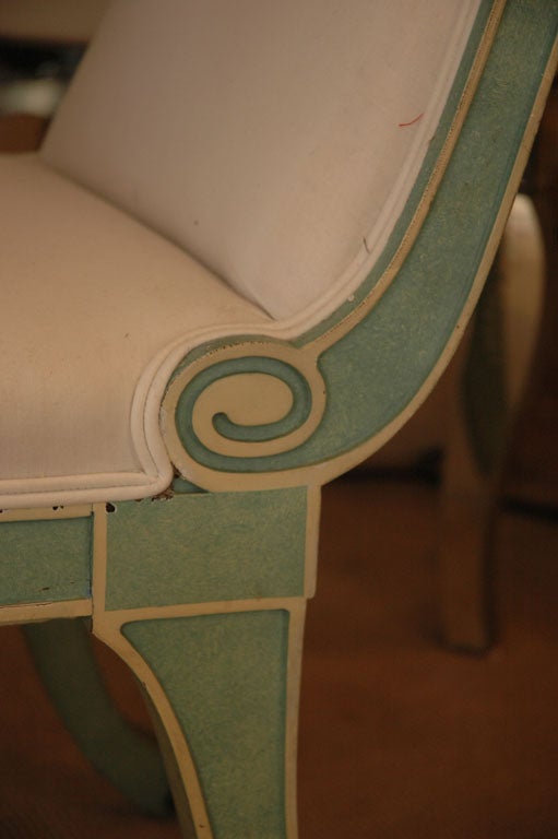 Painted and Upholstered Neoclassical Window Bench 2