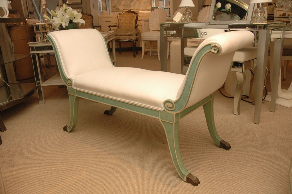 Painted and Upholstered Neoclassical Window Bench 3