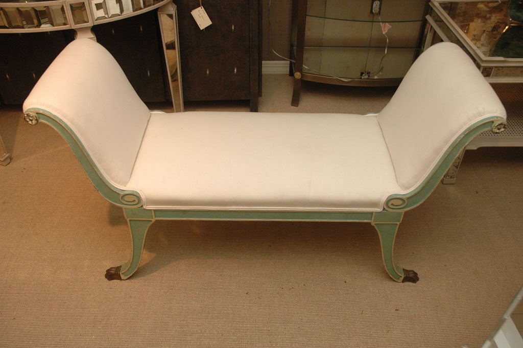 Painted and Upholstered Neoclassical Window Bench 7