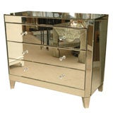 Pair of Miirored 3-Drawer Commodes