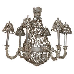 Unusual Nautical silvered six light chandelier
