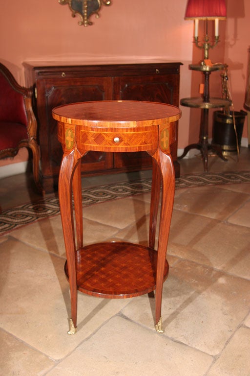 French Louis XV Parquetry One Drawer Stand