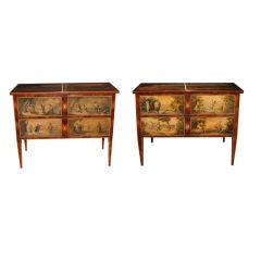 Rare Pair of Russian Neo Classic Painted Commodes