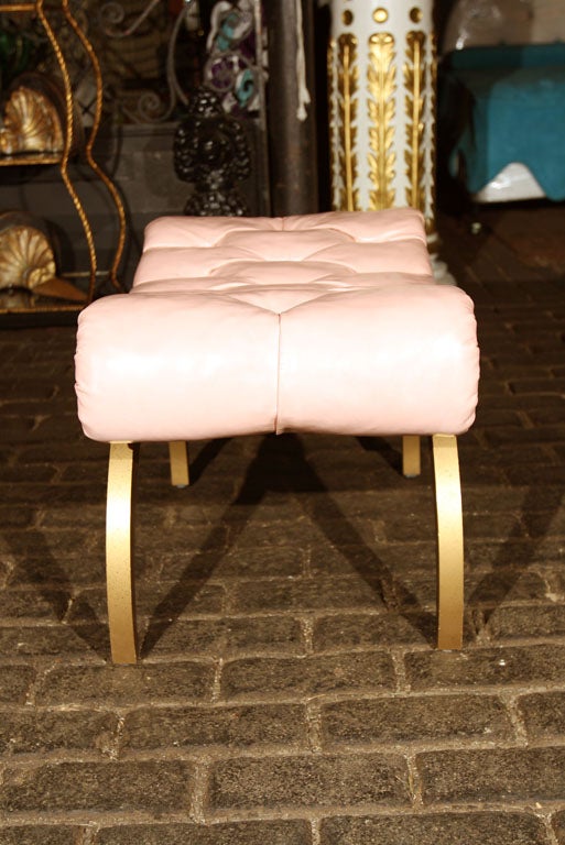 Pair of Pink Leather Grosfeld House Ottomans 4