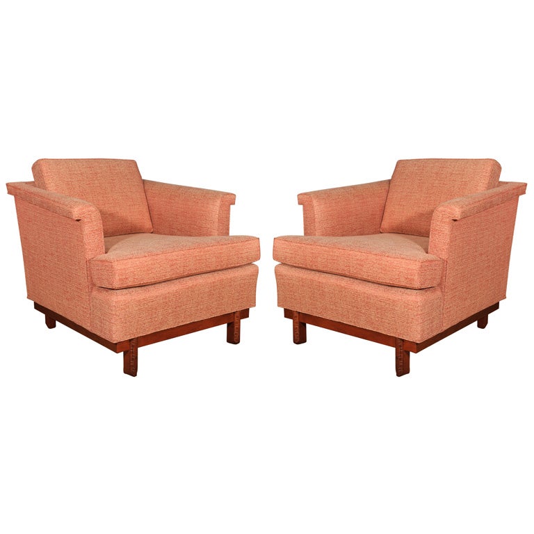 Pair of Club Chairs by Frank Lloyd Wright for Heritage Henredon