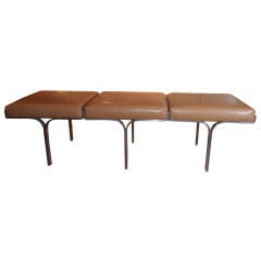 Leather And Aluminum Three Seater "LINK" Bench by John Behringer c. 1960