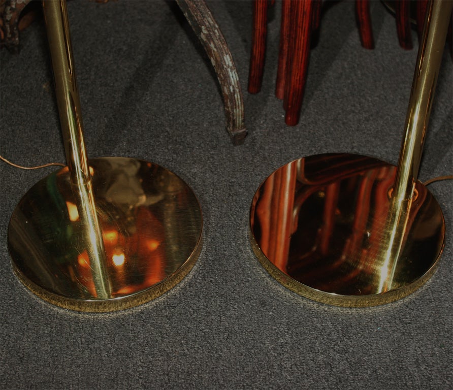American Midcentury Pair of  Koch and Lowy Brass Standing/Reading Lamps