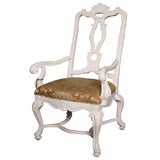 Elegant French White Laquered Armchair