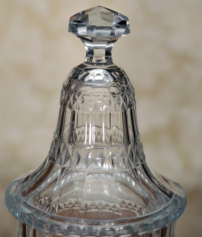 Pair of Early 19th Century Irish Crystal Urns With Lids 4