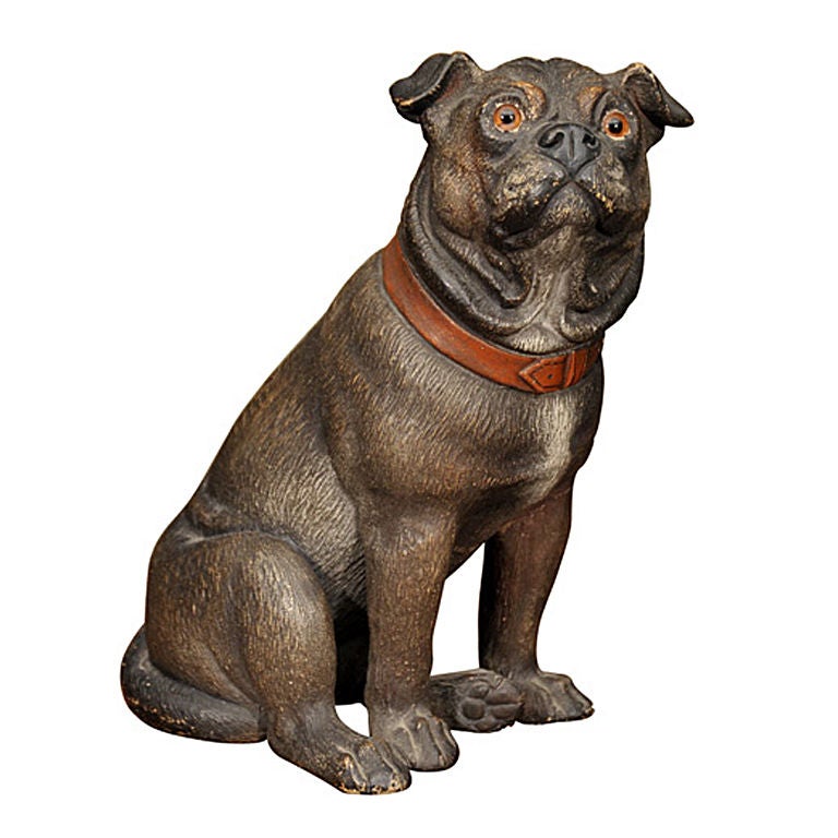 Sitzender Pug-Hund aus Keramik im Angebot