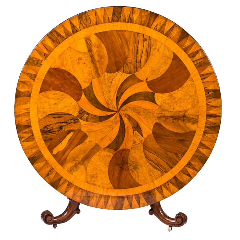 Irish Specimen Table with a Marquetry Top of Various Woods For Sale