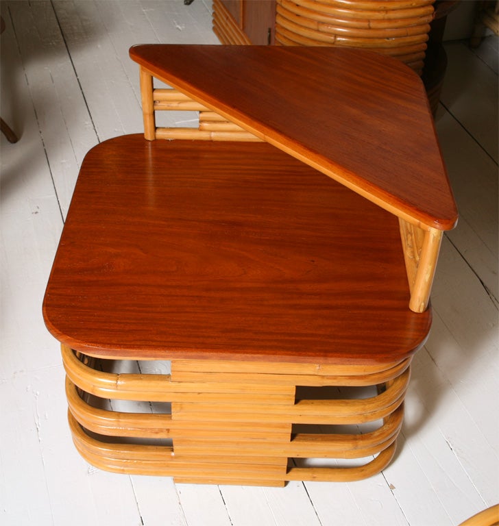 Paul Frankl Style Rattan Corner/End Table