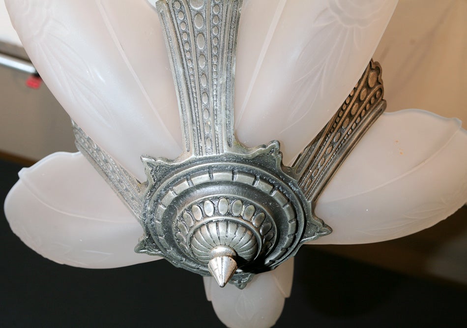 Mid-20th Century Five Light Art Deco Ceiling Fixture For Sale