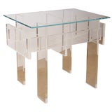 SCULPTURAL GEOMETRIC LUCITE CONSOLE TABLE